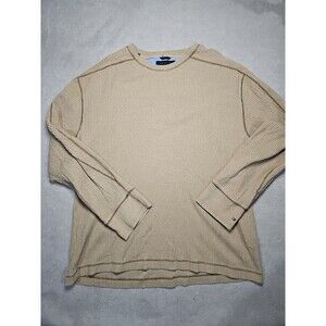 VTG Tommy Hilfiger Khaki Color Rib Knit Pullover Crewneck Sweater Cuff Logo XXL